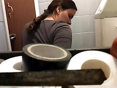 Unsuspecting lady sitting on toilet spied by home empoyi camera
