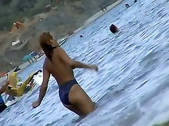 Fat ass big boobed zabristi girl is swimming at the summer beach