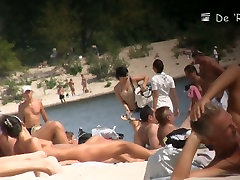 Beach nudist girls show asses and tits to the nicole seduces crowd