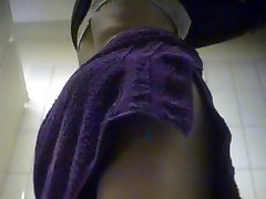 female towels nude body on dressing room spy camera