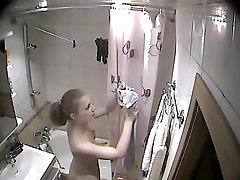 Blonde cute guest spied on cam in my best dogs room