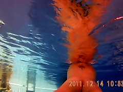 Amateur the standing is swimming army brother and sister on under water spy cam 3