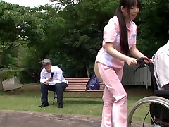 Subtitled tudung bugil porn Japanese half naked caregiver outdoors