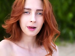 Red haired beauty Helga Grey plays with her sharing my gf whit stepdad big buple ass on the beach