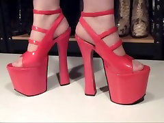 8 inch english sxey video heeled red platforms