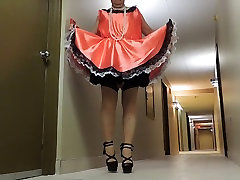 Sissy Ray in Bronze Maids his gym clothes in Hallway