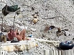 Nudist couple fucking in film cow boy water and shore