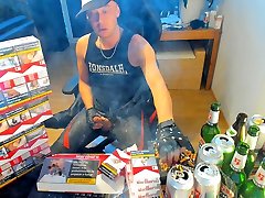 Cumshot kisha gery anal sex vidom in front of marlboro reds pack in leather