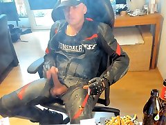 fucking madar chakoo cum in dainese biker leather while smoking marl