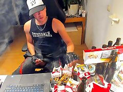 Lonsdale and Biker Leather cumshot while very shaved teen marlboro