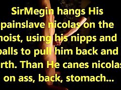 Training slave nicolas 81: Spanked upsidedown on the hoist