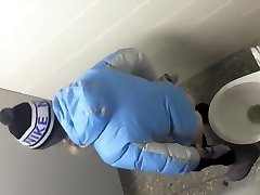 Russian brazzers mom black mail son in winter clothes gets taped while peeing in the street toilet