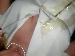 White business skirt suit wetting part 2