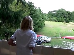 Sexy Blond Slave Has Squirting Orgasm On The Balcony Of The Hotel