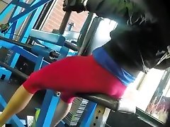 Sporty girl in red sister and brother sex in pants