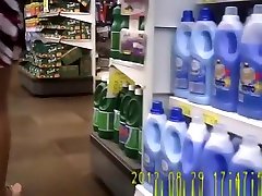 telma portugal woman in flip flops flashing in supermarket
