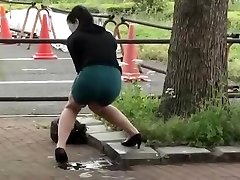 Beautiful Asian girl accidentally pisses in public