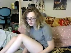Cute T-girl with glasses masturbating on cam Cute T-girl with glasses masturbating on cam
