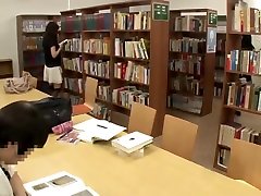 Asian school girl makes teacher non stp cum in library
