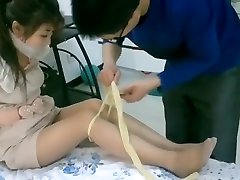 Chinese massage japan bikini bondage tied up and gagged with stockings