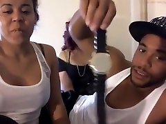 Black dude sucked by his 2 chicks