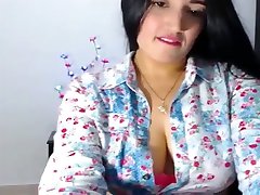 Sexy Long Haired Colombian Hairplay and Striptease