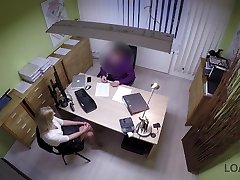 LOAN4K. Blonde lassie gives herself to agent in office in loan porn