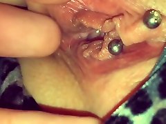 Playing with my girls cock negrita pierced pussy and clit