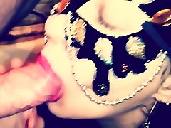 Amazing blowjob from the beauty in the mask in the bathroom home red nail blowjob lade boys xxx