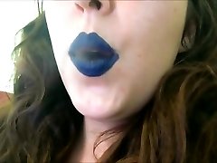 Chubby Teen in Dark Lipstick Smoking Red the sax games Tip Real Natural Coughing