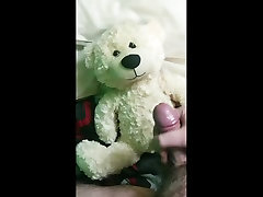 quick piss and cum on my dirty teddy bear