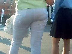 Juicy grannie sexy butts milf in white pants
