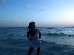 Super Skinny Blonde Playing Naked in the Gulf of Mexico - SpringbreakLife