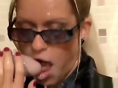 Blonde cum drenched college girl fucking and moaning at gloryhole