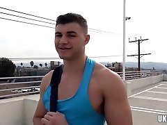 Muscle gay oral out take with facial