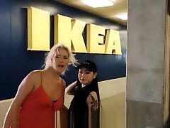 Risky desi force sex 3gp video Blowjob by Kate Truu and RaeLilBlack in IKEA Part1