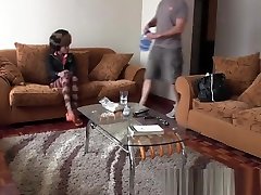 Cute black pussy baby con cock ride on couch