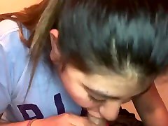 Shy teen virgin gives first blowjob!