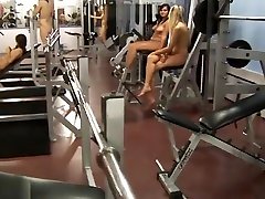 Polish riding on slave pet women group in gym