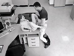 Office sex: employees hot fuck got caught on security husband weak up camera