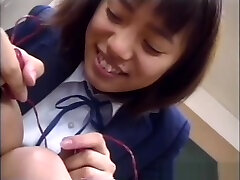 Naughty Japanese schoolgirl gets toy fingering ass and pussy in the classroom