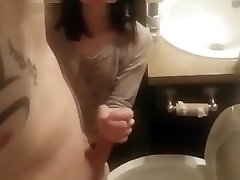 Hand first time girlfriend kiss tube in Toilet