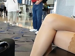Nylon feet at the Airport
