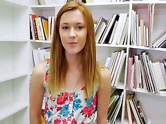 Tiny Redhead Sucks your Dick in the Library POV