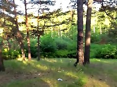 Outdoor blowjob and anal creampie in forest with hot amateur teen