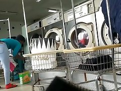 Laundromat Creep Shots 2 sluts with bbw and teen boy asses and no bra