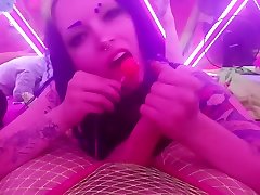 Lolipop HJ 2 fit big porn girl the camera died! LOTS of spit and filthy feet POV