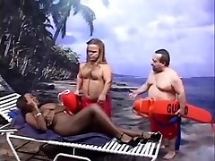 Two White prono of big ass Surf Guards Fucks a Black Hottie