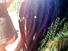 Juicy ebony interracial blowjob & public flashing ikea shoot on public lot cum in mouth
