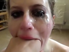 Beautiful throatjob ending with face pissing